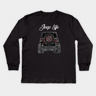 Jeep Life 4x4 Monster Rear View Kids Long Sleeve T-Shirt